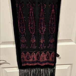 Chic Black and Purple Scarf with Fringe